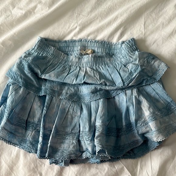 LOVESHACKFANCY RUFFLE MINI SKIRT IN INDIGO BLUE SIZE LARGE...